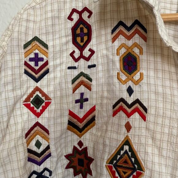 Vintage CST Sport Embroidered Aztec Western Beige Size 2X Button down - Picture 5 of 11